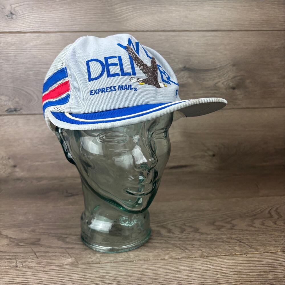 VTG Challenger Caps We Deliver Snapback Trucker Hat Postal Office Cap Adjustable